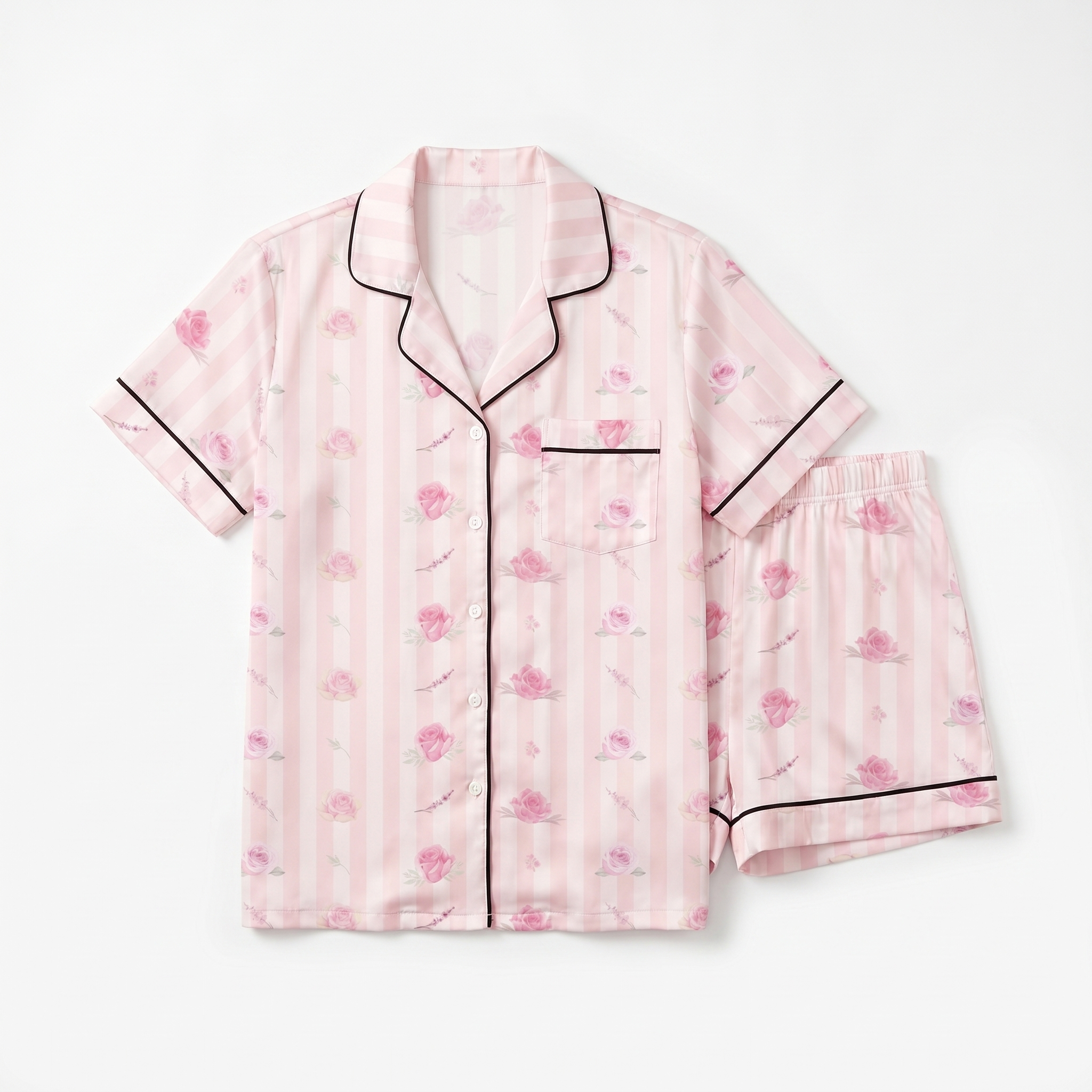 Short-sleeved Women's Pajama Set in Rosy