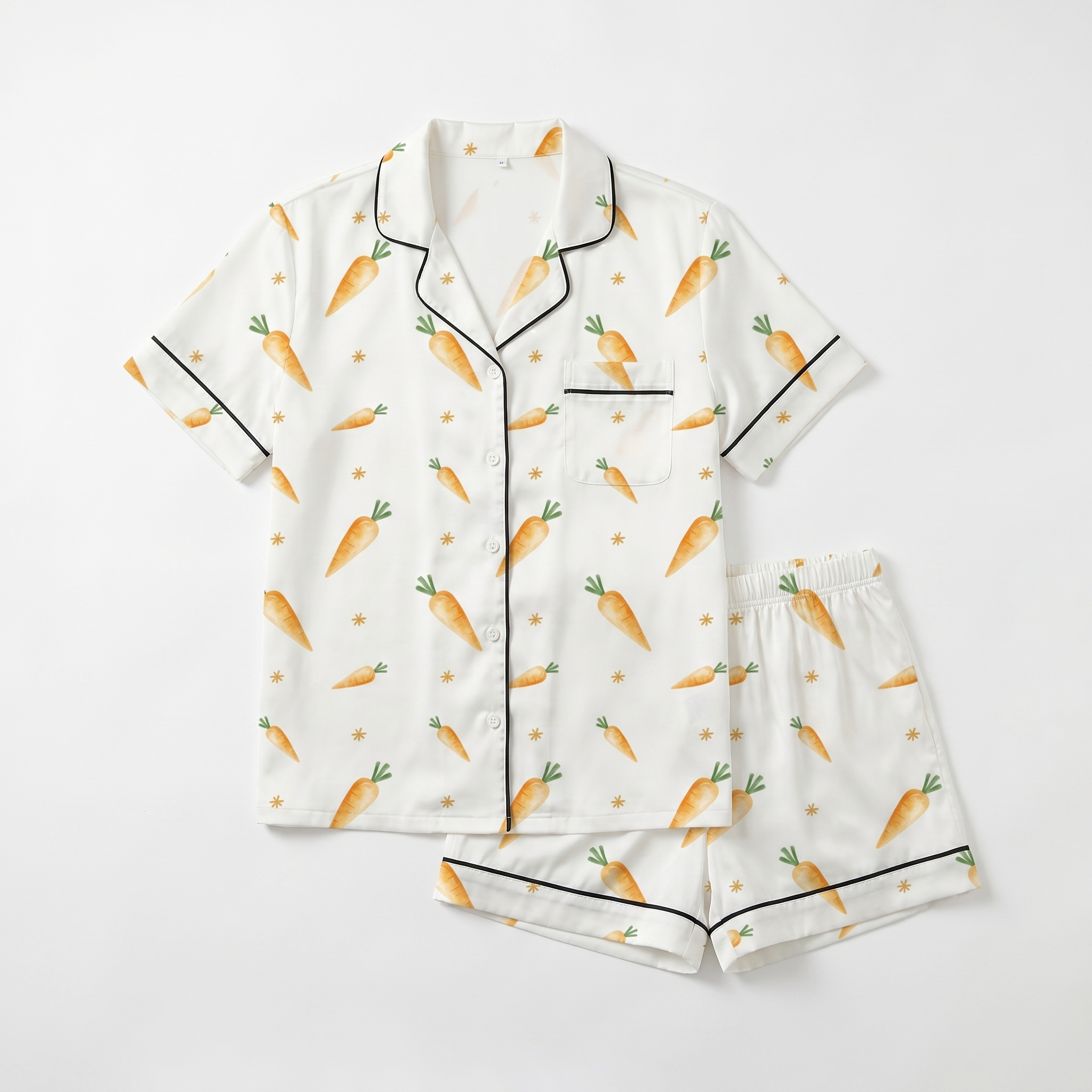 Short-sleeved Women's Pajama Set in Carrot