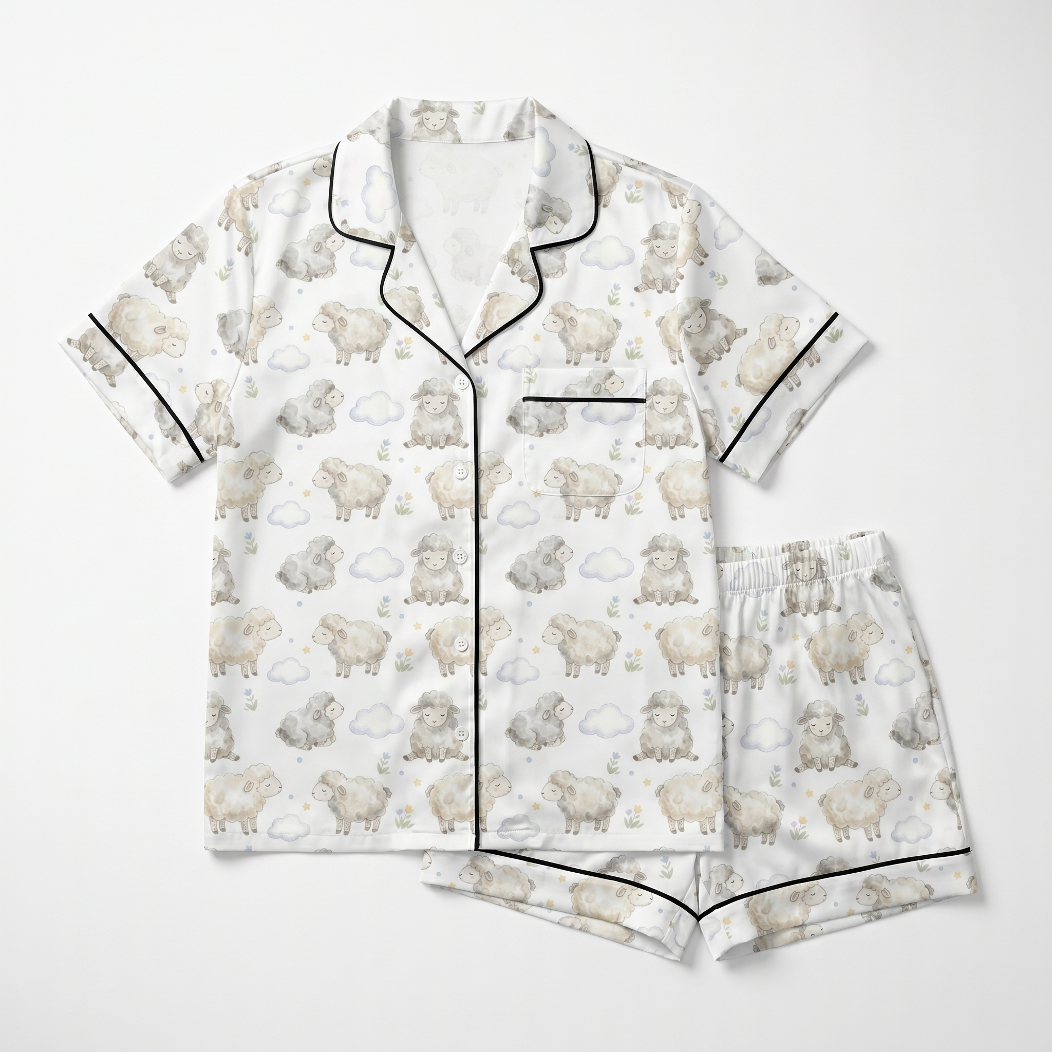 Short-sleeved Women's Pajama Set in Lamb