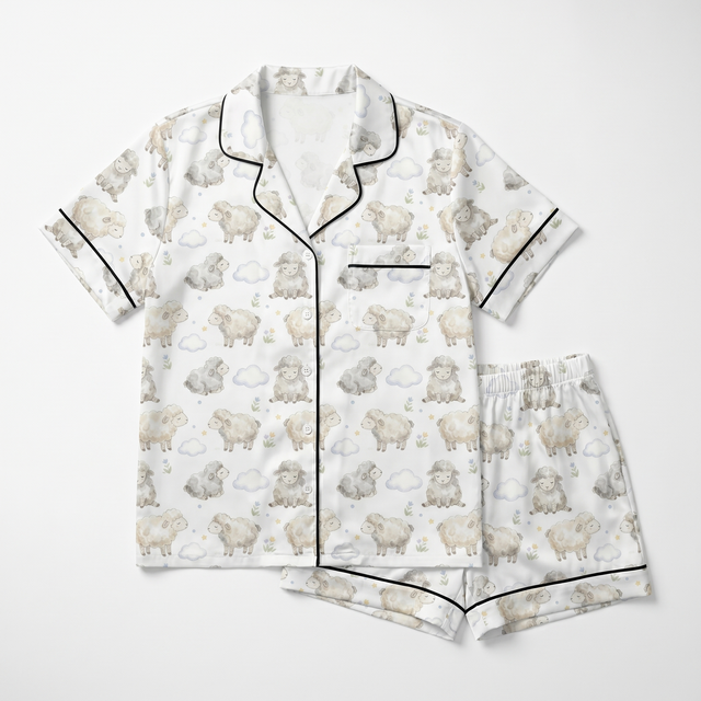 Short-sleeved Women's Pajama Set in Lamb