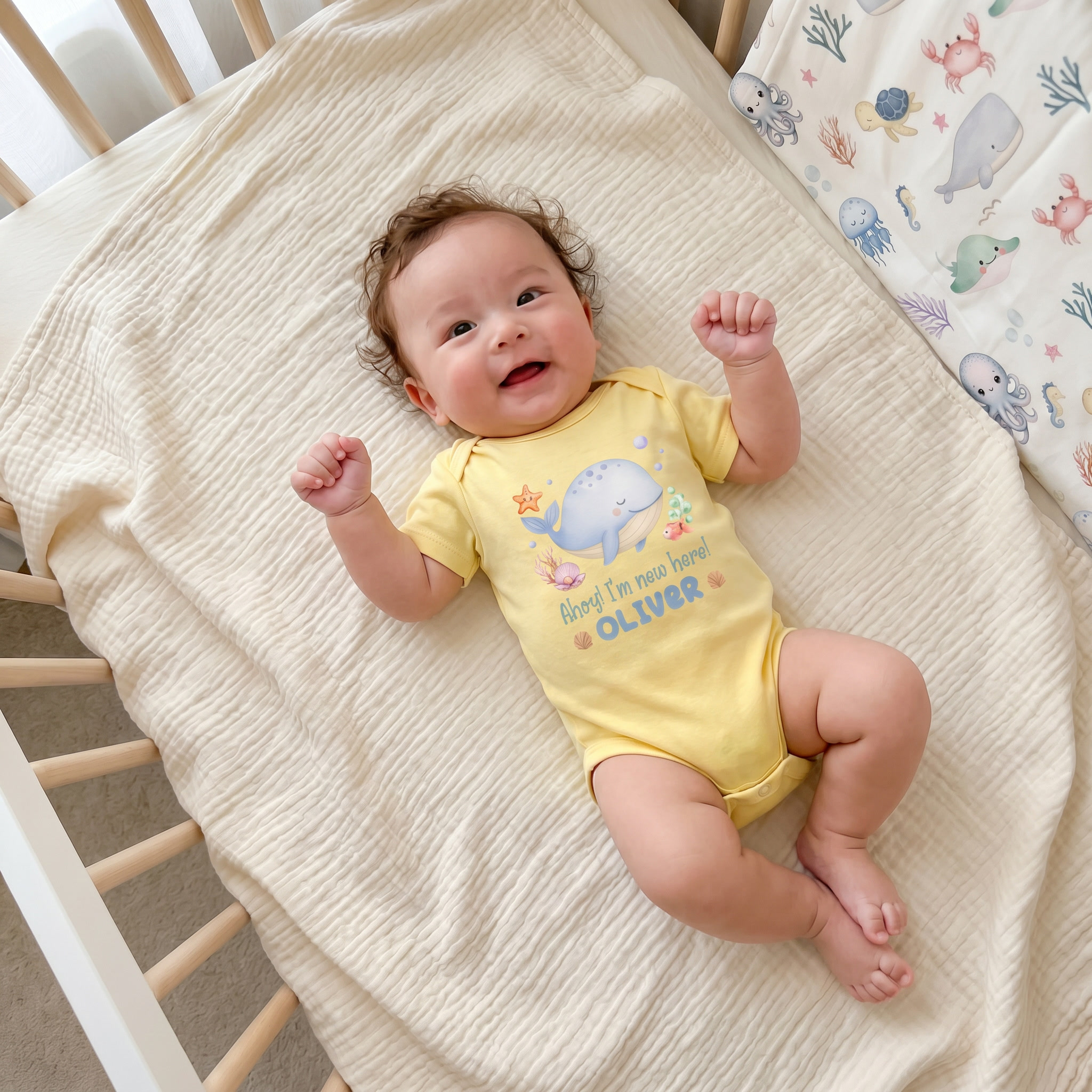 Personalized Graphic Bodysuit in Sea Animals